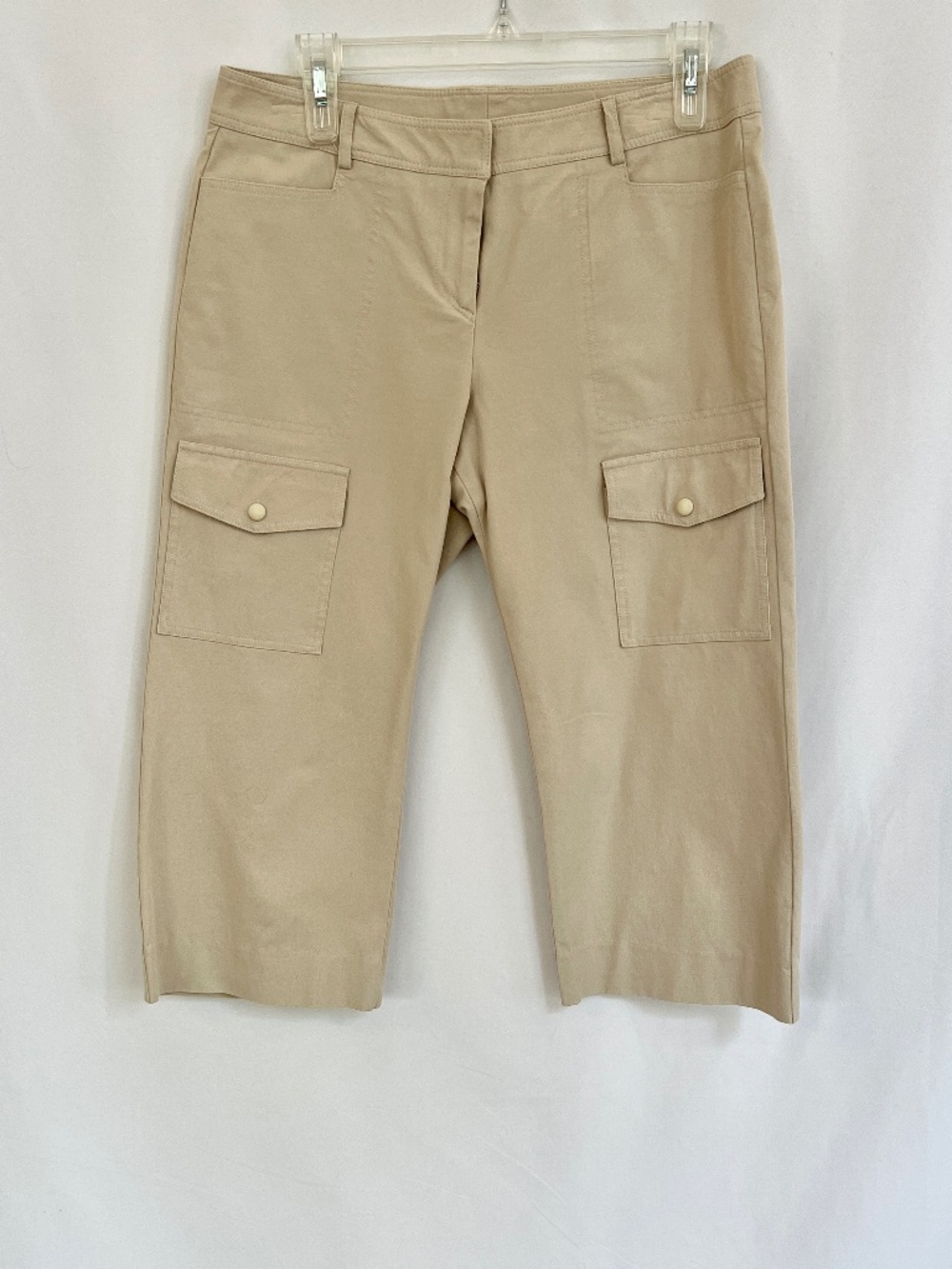 Cynthia Steffe Cargo Cotton Twill Capri Pants Beige Tan Cropped Size 10